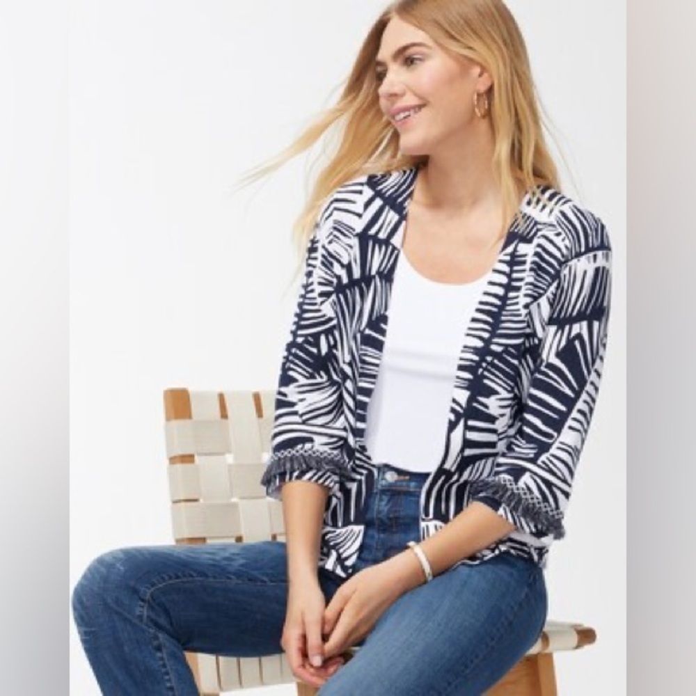 Chico’s palm print cardigans size large NWT